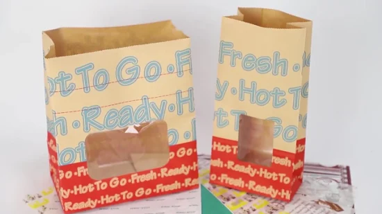 Custom Eco Friendly Greaseproof Takeaway French Fries Sandwich Burger Fast Food Paper Packaging Microwave Popcorn Bag