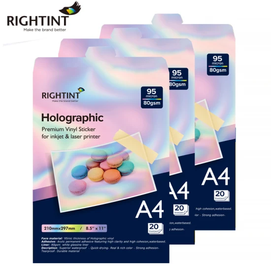 Carton Aluminum Foil Rightint One Side Coated Holographic Sticker Paper